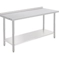 thumbnail image 1 of 60 In x24 In x35 In Stainless Steel Rolling Work Table with Adjustable Undershelf Hooks and Backsplash - Heavy Duty Prep Table for Kitchen and Garage, 1 of 7