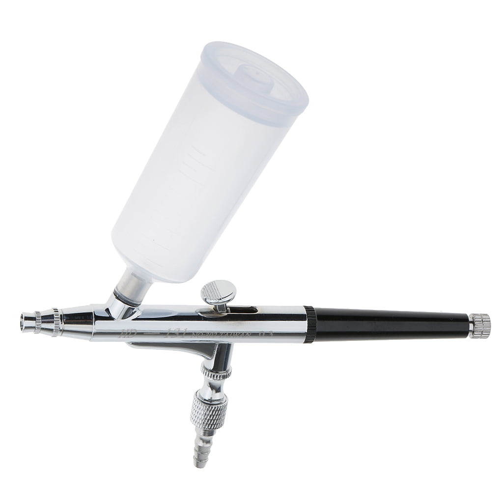 Dualoai New Gravity Feed Airbrush .3mm Tip Air Brush 2/4cc Cups for Cosmetic Nail Art