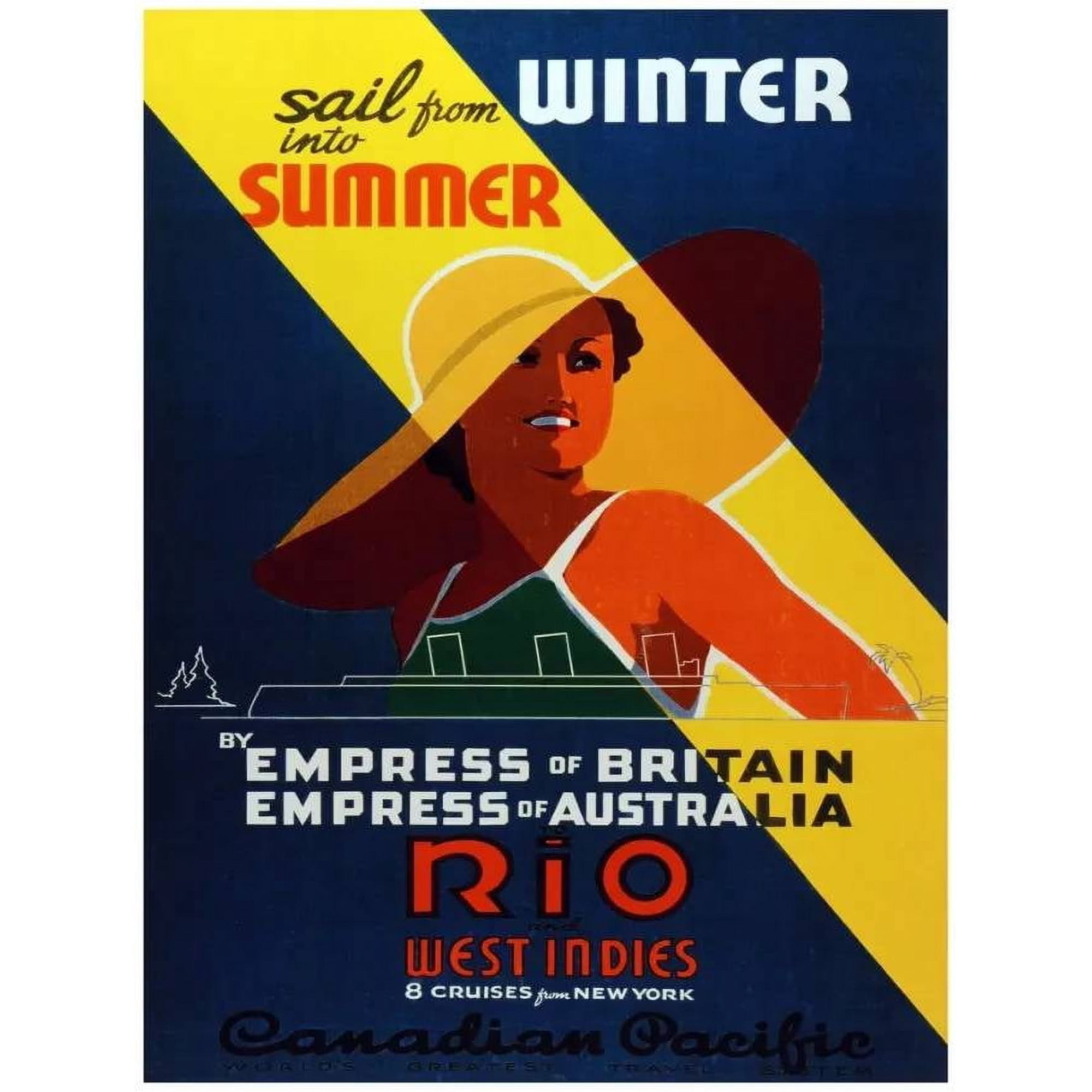 Decor Travel Poster.Fine Graphic Art Design.Rio Cruise.Office Art Design. 11 x 17 Inch Poster