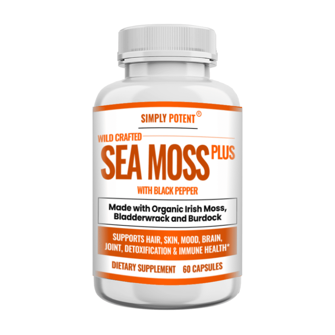 Simply Potent Seamoss Pills - Organic Seaweed Supplement, Antioxidants, Detox, Fiber, Vitamins, 60 Capsules