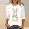 thumbnail image 2 of ZVAVZ Chemises de Pâques pour Femmes, Œufs de Pâques pour Femmes, T-Shirts à Col Rond Imprimés, Blouse à Manches 3/4 Imprimée, Vêtements de Printemps en Liquidation, Blanc G, 2 of 5