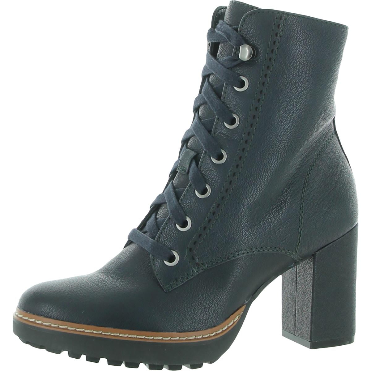 NATURALIZER Womens Black N5 Contour Cushioned Footbed 1 2 Platform Lace Lug Sole Callie Round Toe Block Heel Zip Up Leather Combat Boots 6.5 M Walmart