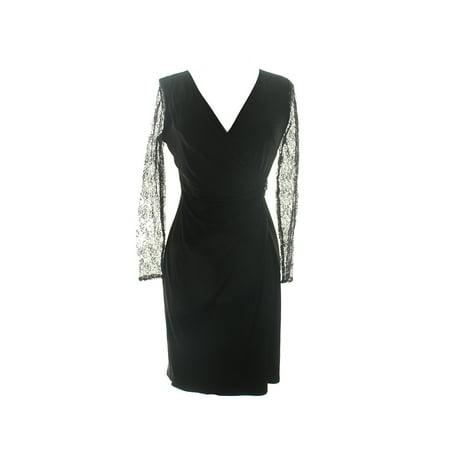 Brooches For Dresses - American Living Black Lace-Sleeve Brooch Dress