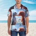 thumbnail image 2 of Rateoe Red And White Bird Couple Pattern Men’s Hawaiian Shirt – Short Sleeve Button-Down Tropical Beach Shirt, Lightweight & Breathable Casual Aloha Shirt with Pocket,3X-Large, 2 of 7