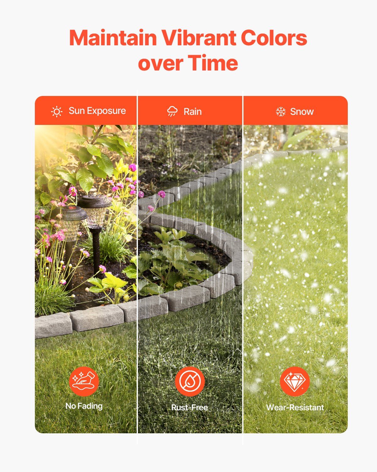 Realistic Faux Stone Landscape Edging 46.4 x 2.2 Inch Flexible Lawn Garden Border with Anchoring Spikes Fade Resistant for Driveways Walkways Beige