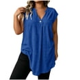 thumbnail image 2 of AKOEE Plus Size Tank Tops Womens Sleeveless Loose Fit One-button V Neck Tunics Solid Casual Summer Blouses (2XL, Blue), 2 of 7