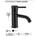 thumbnail image 2 of Llave Monomando baño Lavabo Ovalin Rubinett  Laton Solido Negro Mate 18 Cm, 2 of 2