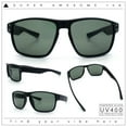 thumbnail image 2 of Mens Glass Lens Classic 90s Rectangle Sport Horrn Rim Sunglasses Matte Black, 2 of 8
