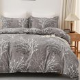 thumbnail image 2 of Gray Duvet Cover Queen, 3 Pieces Branch Botanical Pattern Duvet Cover Set with, 2 of 7