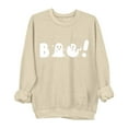 thumbnail image 2 of Womens Sweatshirts Halloween Printed Round Neck Long Sleeved Sweatshirts,Tops for Women Beige, 2 of 4