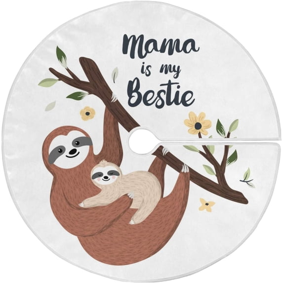 FMSHPON Cute Mother Lazily Holding Xmas Christmas Tree Skirt Stand Mat for Holiday Party Decoration Indoor Outdoor 48 inches