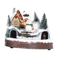 thumbnail image 1 of Figura de casa navideña iluminada, regalo de Navidad, tren giratorio, decoración navideña para mesa Muñeco de nieve, 1 of 9