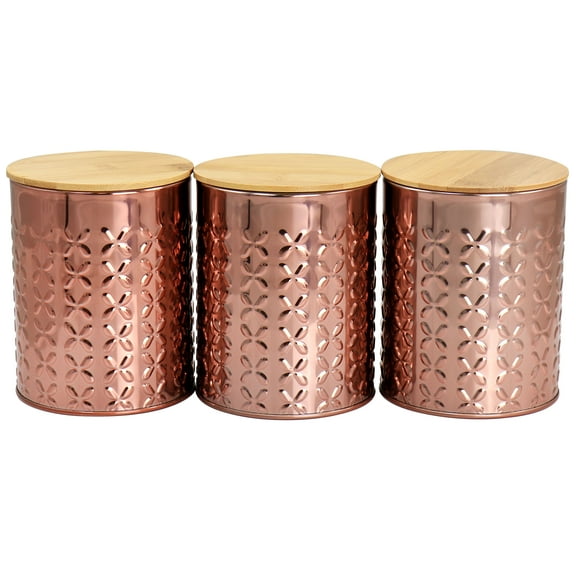 MegaChef 3 Piece Aluminum Canister Set in Copper