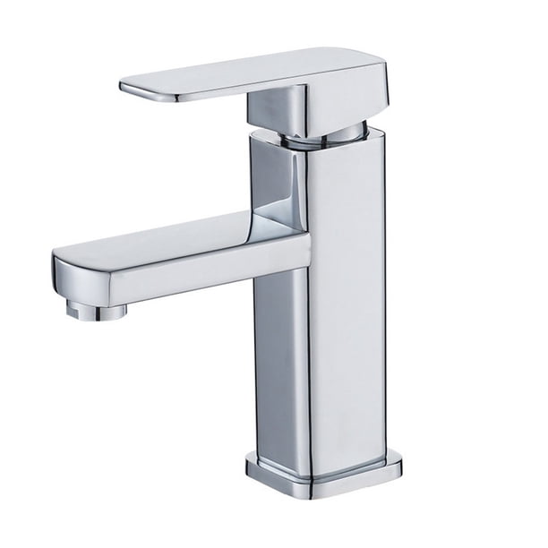 304 Stainless Steel Silver Single Cold Sink Faucet Bathroom Counter Basin Faucet Sink Bathroom Faucet Deck Installation