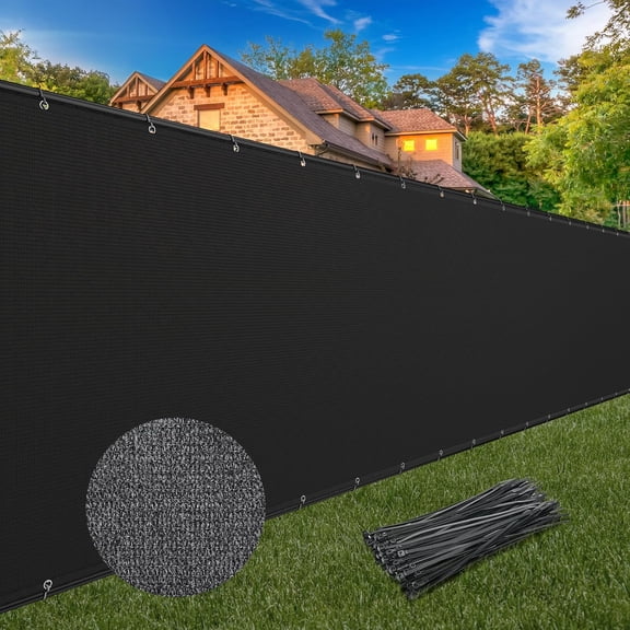 6FT x 50FT  Screen Fence  170GSM Fencing Mesh Shade Net Cover Nickel-Plated Copper Grommets, 95% Blockage Fence for Outdoor Wall Garden Yard Backyard Pool (Black)