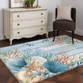 thumbnail image 3 of Hallway Runner Rugs 2.7x5 Ft, Blue Beach Coastal Non Slip Area Rugs for Kitchen Bedroom Entryway, Summer Nautical Coral Shell Botanical Vintage Washable Carpet Runner Rug Floor Mats for Bedroom, 3 of 8