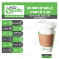 thumbnail image 2 of 16 oz Compostable Paper Cups with White Dome Lids and Sleeves - Biodegradable Disposable White Paper Coffee Cups PLA Lined - Eco-friendly Hot and Cold Drinking Cups (250), 2 of 4