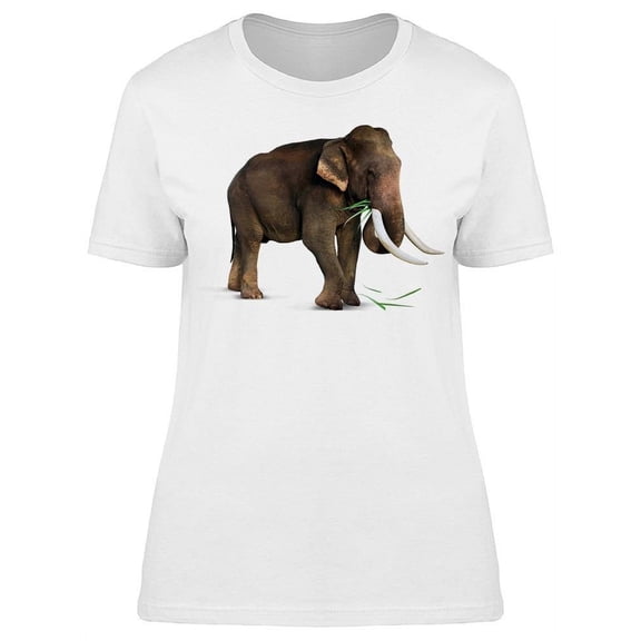 Indian Elephant Eats Grass T-Shirt Women -Image by Shutterstock, Female Medium