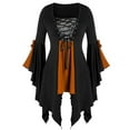 thumbnail image 2 of Gibobby Vestidos para mujer Tops de manga larga de encaje de talla gótica para mujer, túnica, blusa con lentejuelas, camisetas de talla grande(Anaranjado, XL), 2 of 5