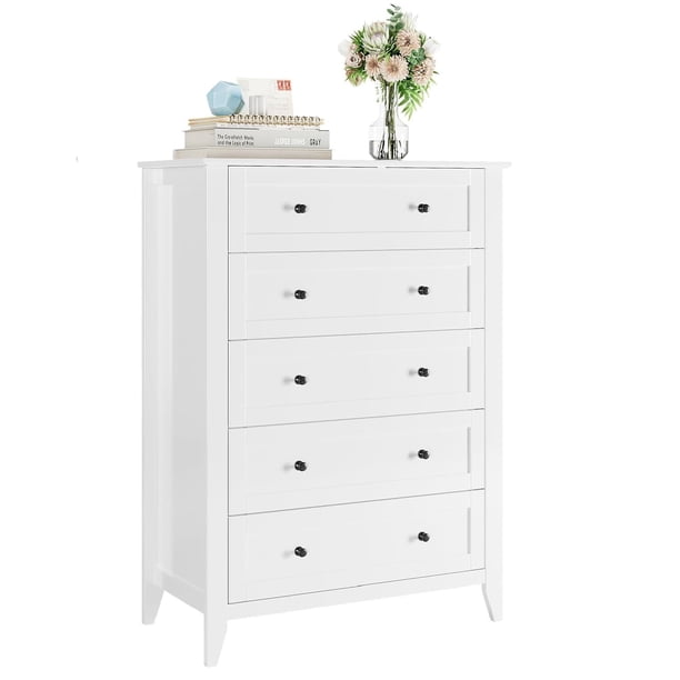 5-cajón blanca de altura cómoda con deep cajones y metal knobs - perfect para dormitorio, entrada, o para niños' room