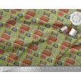 thumbnail image 2 of Soimoi Green Cotton Duck Fabric London Theme Architectural Print Fabric by the Yard 42 Inch Wide, 2 of 3