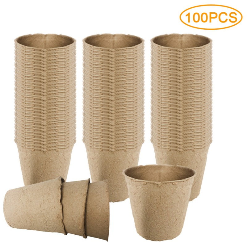 100 Pcs Plastic Plant Pot 6.5*6.5cm Flower Nursery Pots Starter Pot for Seedling Seed Starting Cup Plant Grow Containers Seeding Germination for Seeds Seedlings and Cutting 