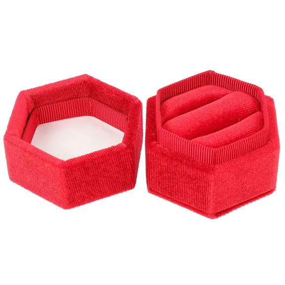 LEORX Elegant Hexagon Ring Box for Rings Proposal Tool present Packaging Red 1Pack