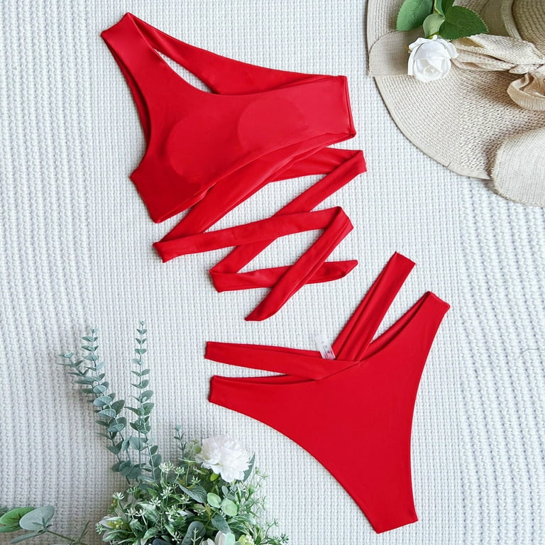 Women Bikini Set Lace Up Backless Two Piece Beach Wear Hot Swimsuits for  Older Women with Sleeves Underwire Swimsuits for Women Two Pieces Ladies