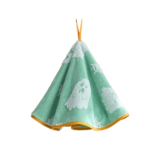 Round Ghost Hand Towel with Hanging Loop - Soft Fleece Absorbent Towel for Halloween Decoration and Daily Use