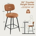 thumbnail image 2 of Furniliving 26" Modern Bar Stools Set of 2, Upholstered Swivel Counter Height Barstools with Back and Footrest, Adjustable Faux leather Barstool for Kitchen Island,Dining Room.Brown, 2 of 10