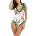 thumbnail image 2 of Aayomet Maillot de Bain Col en V en Maille Transparente Contrôle du Ventre avec Large Réglable, Vert L, 2 of 4