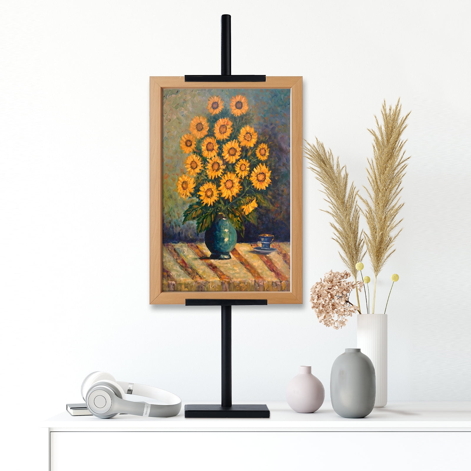 Goobetter Adjustable Tabletop Easel Stand for Picture Frames up to 28" - Picture Stands for Display- Picture Frame Stand for Art, Signs, or Photos - Black