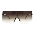 thumbnail image 3 of Oversize Rimless Shield Square Rectangle Large Sunglasses Beige Brown, 3 of 4