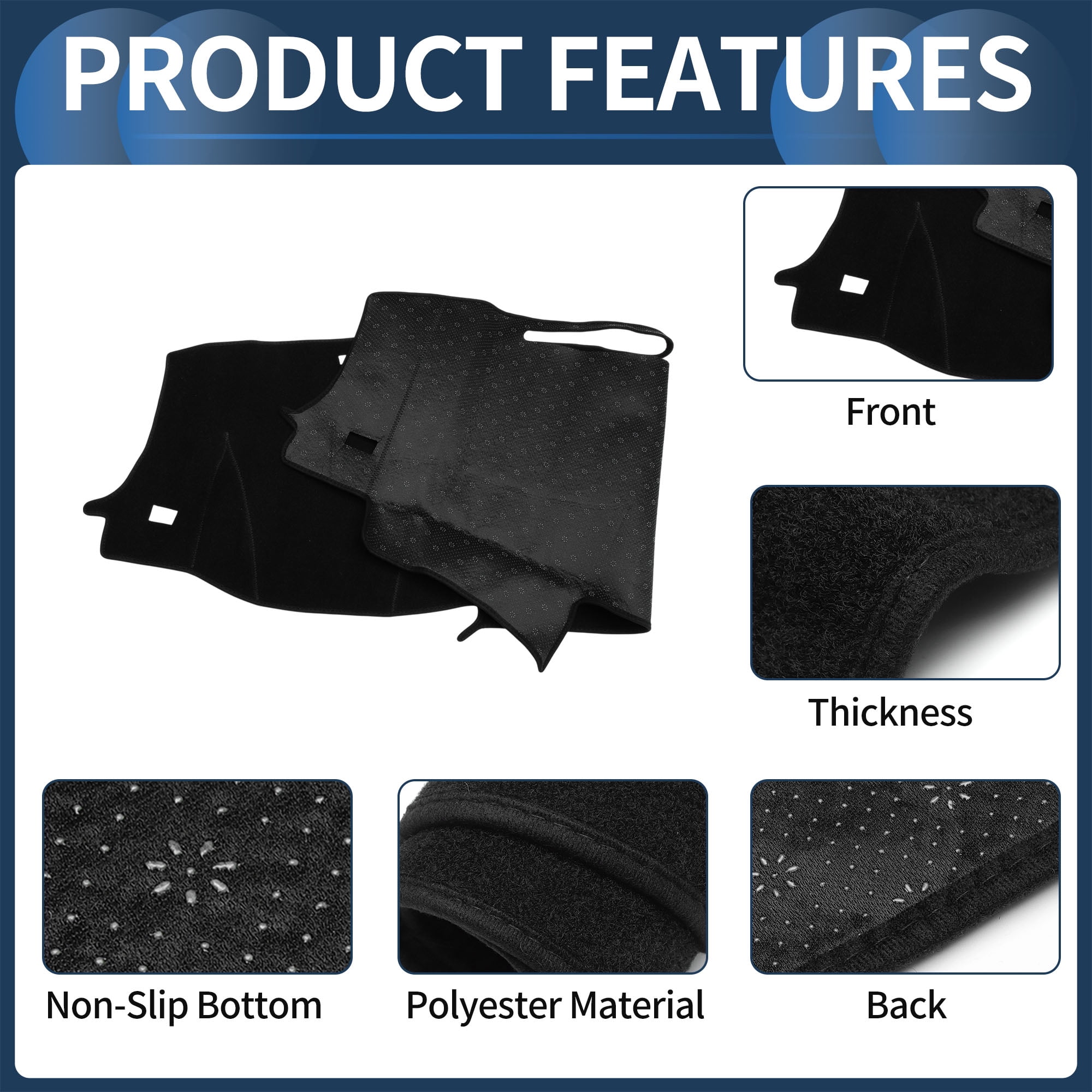 Unique Bargains Dashboard Cover Dash Cover Mat Carpet for HONDA PILOT 2019-2024 Black