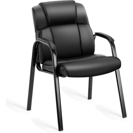 Waiting Room Chairs, Leather Office Desk Reception Guest Stationary Side Chair with Padded Arms for Home Conference Lobby Area Meeting Church Medical Clinic Elderly Student