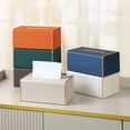 thumbnail image 2 of XmhyTop-A Caja de pañuelos de cuero blanco, 19 x 13 x 9 cm, dispensador de papel rectangular, servilletero para dormitorio y oficina, 1 unidad, 2 of 4