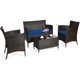 thumbnail image 1 of Conjunto de Muebles al Aire Libre Costway 4 Piezas Ratan PE Cojines Patio Marrón Mezclado Azul, 1 of 4