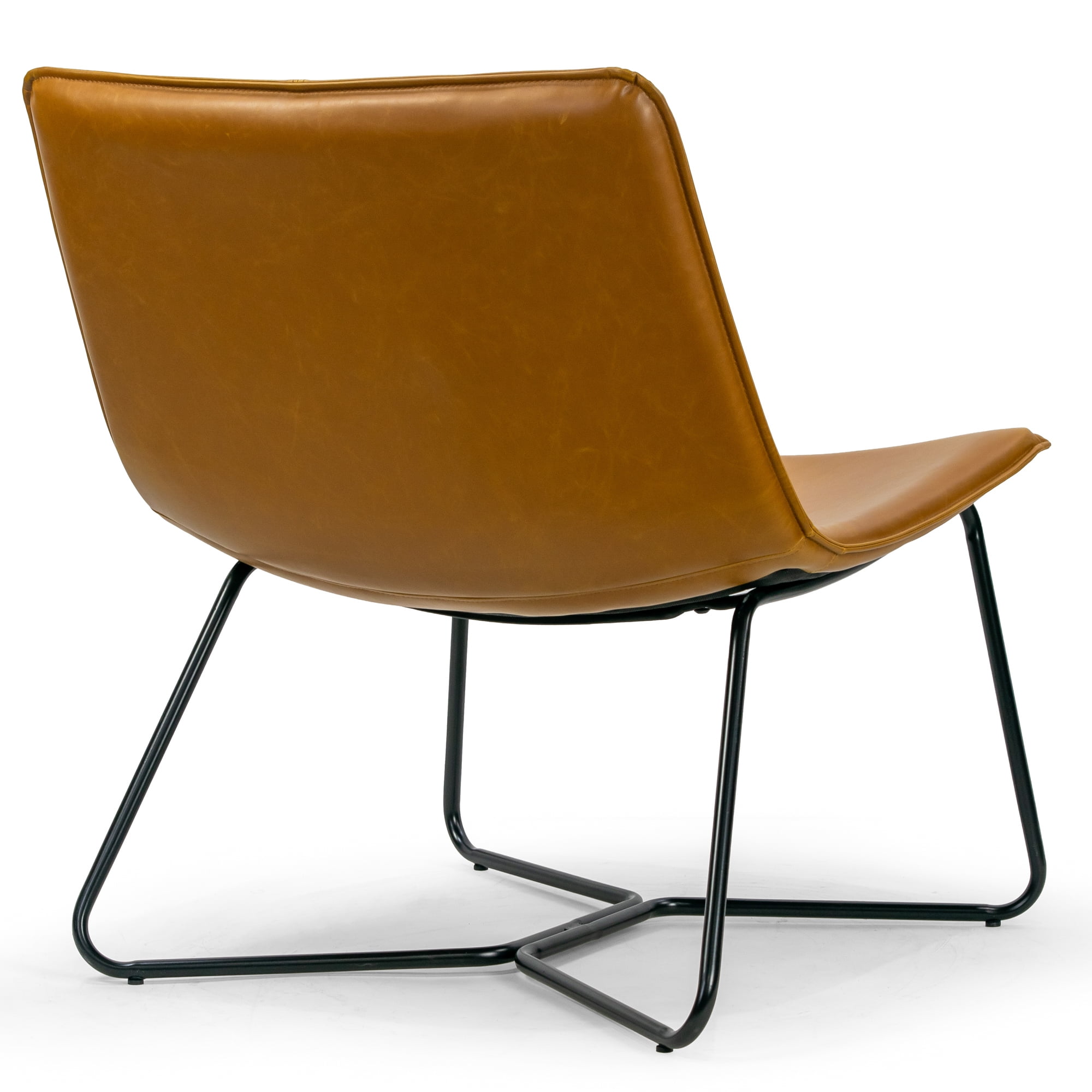 Anwar Light Brown Faux Leather Wide Seating Accent Chair with