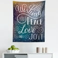 thumbnail image 1 of Saying Tapestry, Christmas Themed Typographic Image with Wishing You Peace Love and Joy Lettering, Fabric Wall Hanging Decor for Bedroom Living Room Dorm, 5 Sizes, Multicolor, by Ambesonne, 1 of 1