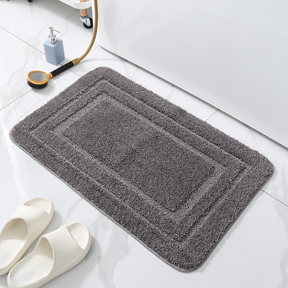 Soft Bathroom Rugs Absorbent Non-Slip 20" x 32" Dark Gray Fluffy Microfiber Bath Mats Machine Washable