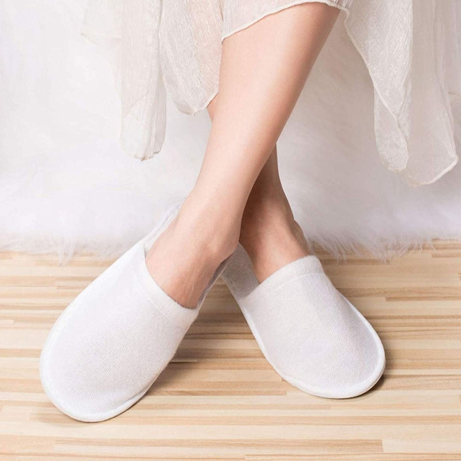 Disposable Hotel Slippers for Guests, Plush Spa Slippers with Non-Slip Soles for Travel, Home Use, Salons, And Events, Individually Wrapped for Hygiene Harlik