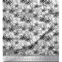 Soimoi Cotton Duck Fabric Stripe,Leaves & Floral Artistic Printed Fabric 1 Yard 42 Inch Wide