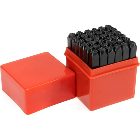 NEIKO 02624 Number and Letter Punch Set with Heat-Treated Steel Punches for Imprinting and Arts and Crafts, 1/4-Inch Shaft, 36-Piece Stamp Set
