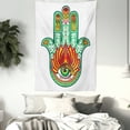 thumbnail image 3 of Hamsa Decor Tapestry, Middle Eastern Sacred Hand of Fatima with Talisman Defense of Evil Eye Artprint, Wall Hanging for Bedroom Living Room Dorm Decor, 40W X 60L Inches, Green Red, by Ambesonne, 3 of 5