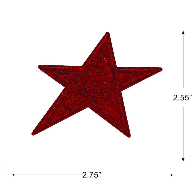 Pack Of 10 Iron-On Embroidered Red Star Patches - 1/2 Inch Appliques For Hats, Bags, & Clothing