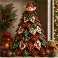 thumbnail image 5 of DIY Quilted Christmas Fabric Tree Kit, Multi Pattern Patchwork Craft Supplies, DIY Sewing Project Kit to Make Tabletop Christmas Tree for Indoor Home Decor E, 5 of 7