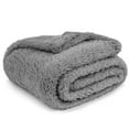 thumbnail image 2 of PAVILIA Sherpa Throw Blanket For Couch Sofa, Grey Fluffy Warm Plush Blanket for Bed, Cozy Super Soft Lightweight Throw, Fuzzy Decorative Blanket, All Season Home, 50x60, 2 of 9