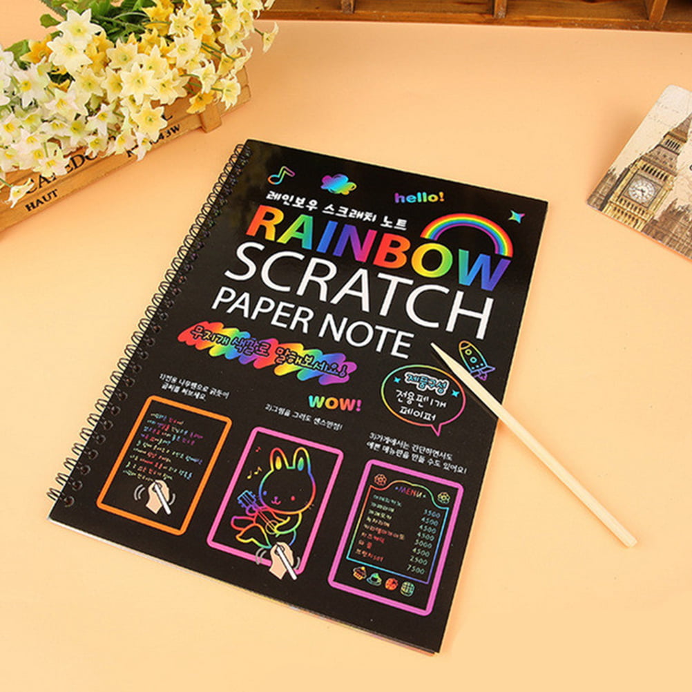Scratch Scraping Book Art Painting Paper Kid Toy Education Drawing Stick 