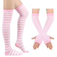 thumbnail image 3 of WJOSBXT 2026 Women's Striped Over Knee Thigh High Socks With Arm Warmer Fingerless Gloves Set for Halloween Christmas, 3 of 7
