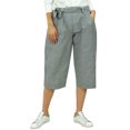 thumbnail image 5 of Bimba Women's Casual Linen Culotte Capri Pants With Back Elastic Waist & Belt Gray - X-Large, 5 of 8